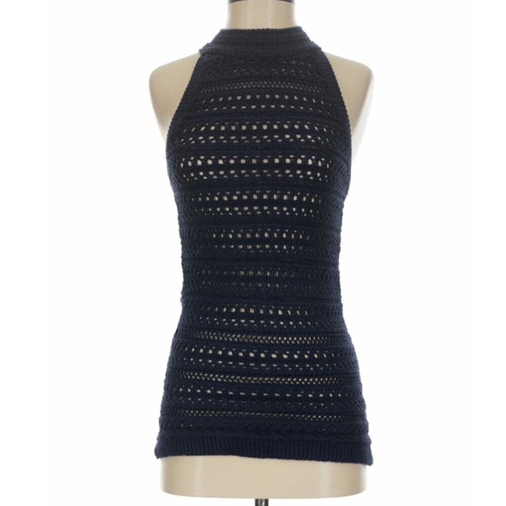 Banana Republic Navy Open Weave Knit Sleeveless Sweater Medium